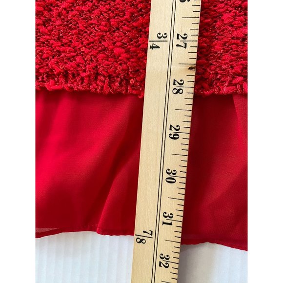 Gibson Latimer Womens Red Sequined Sweater with Chiffon Underlining Size 3X - Picture 9 of 12